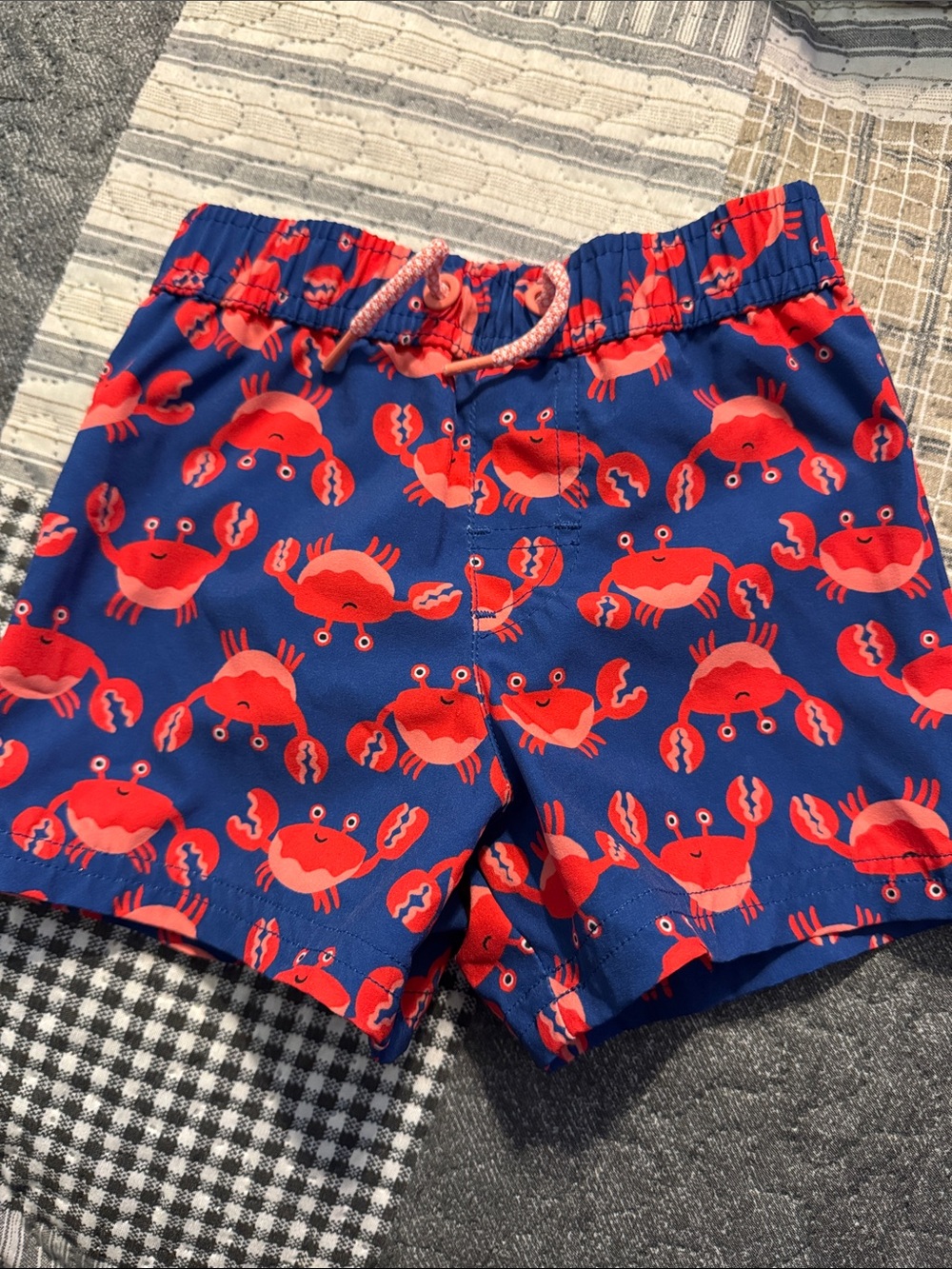 wonder nation Blue Swim Shorts with Red Crab Print